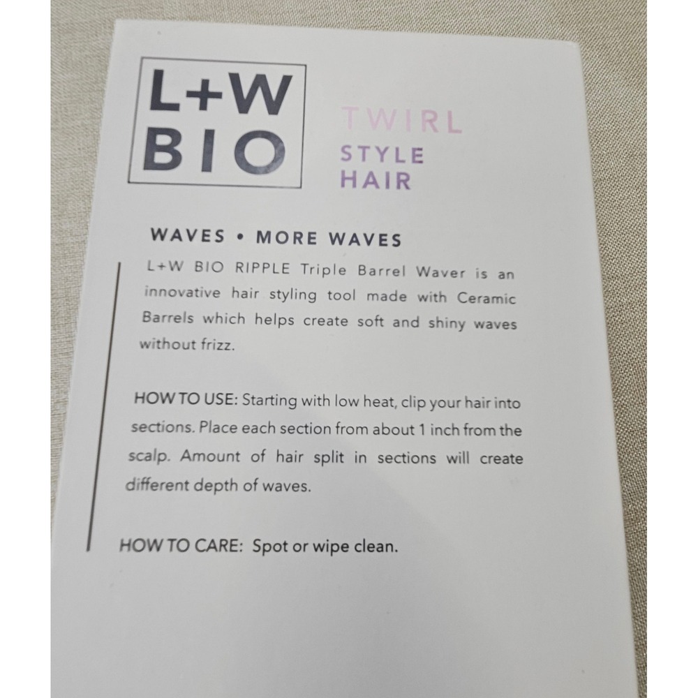 L+W BIO Ripple Triple Barrel Waver 1" Ceramic Hair Waver White Rose Gold LW-0744 - Picture 3 of 16
